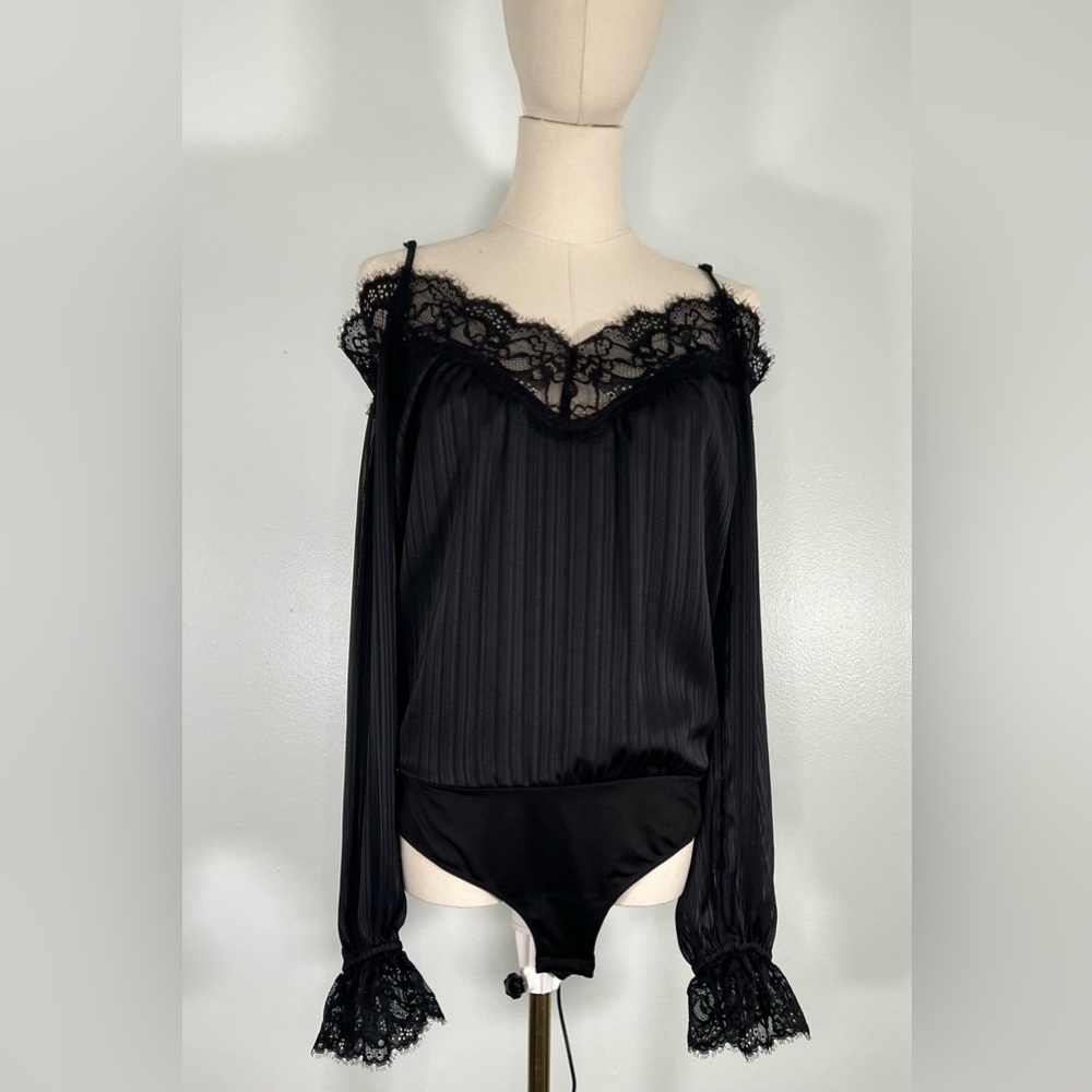 NWOT BCBGMAXAZRIA Black Lace Bodysuit